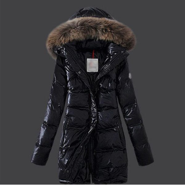 

liva girl winter parka coats glossy jacket women cotton jackets long hooded thicken patch design fashion loose parkas, Black