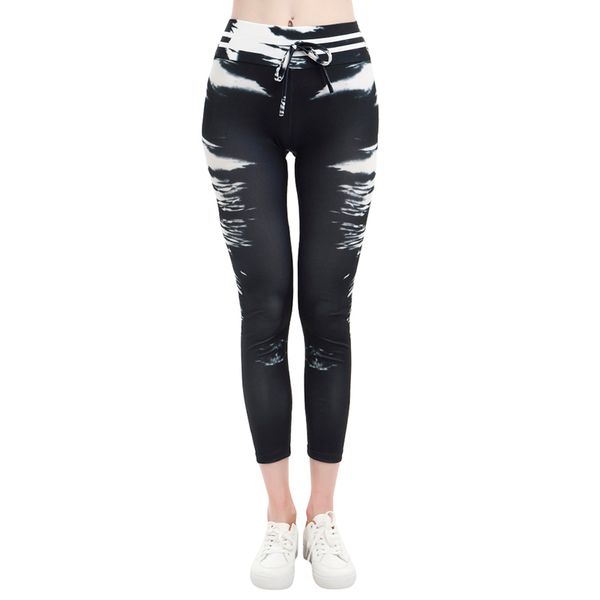 

women's leggings gothic women fashion black white printing trousers pants lady big size ankle length sportswear fitness
