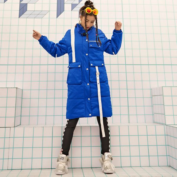 

thick long coat parka women warm winter oversize girls streetwear wide-waisted print letters cotton jackets ribbon snow outwear, Tan;black