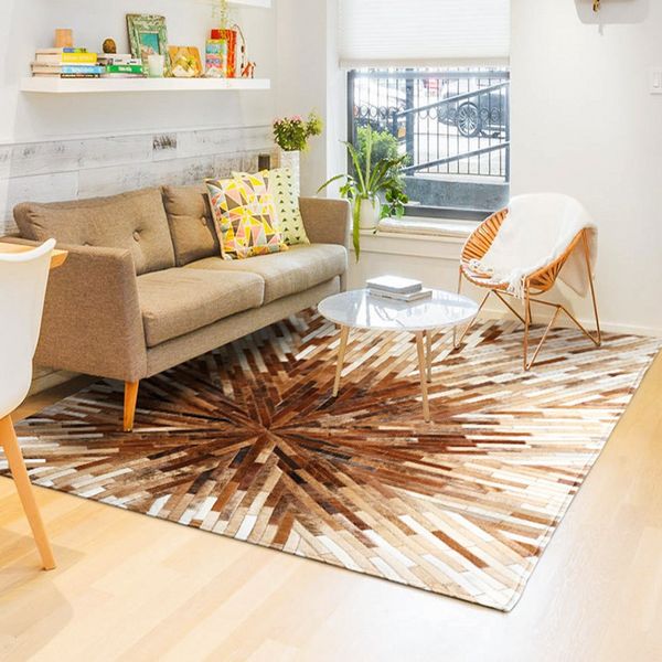 

american style luxury cowhide skin fur patchwork rug natural cow skin fur carpet for living room decoration villa carpet