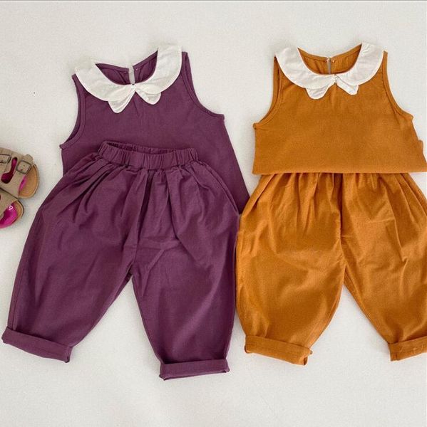 

2020 оптовые девушки 2 шт комплект рубашка + брюки летние хлопок моды для девочек костюмы 1-6t qh679, White