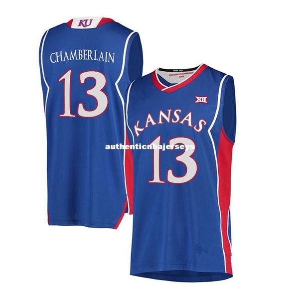 

#13 wilt chamberlain kansas jayhawks ku men's basketball jersey embroidery stitched customize any name and name xs-6xl vest jerseys, Black;blue