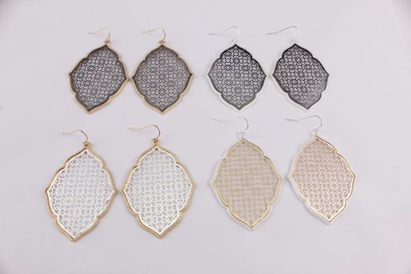 

мода модные женщины ювелирные изделия качают золото филигрань clover марокко magnolia teardrop copper metallic mesh себе падение серьги, Silver