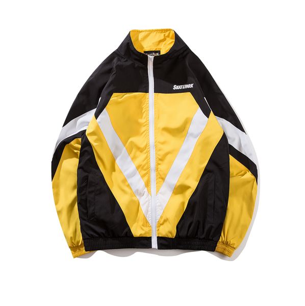 

2018 fashion new style men's street style casual jacket personality color stitching trend jacket european size, Black;brown