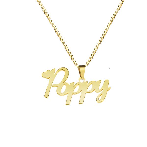 

custom name necklace with box chain handmade personalized any letter pendant stainless steel jewelry birthday gift for boy girls v191031, Silver