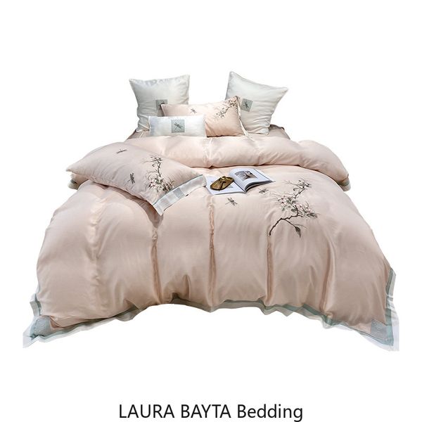 

новый китайский стиль 80-х годов розовый beddingsets king  size шелковый пододеяльник простыни наволочка набор tencel персиковый цветок