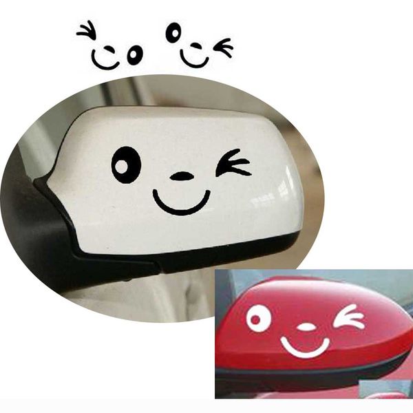

2pcs cute rearview mirror car stickers reflective smiling face sticker/decal