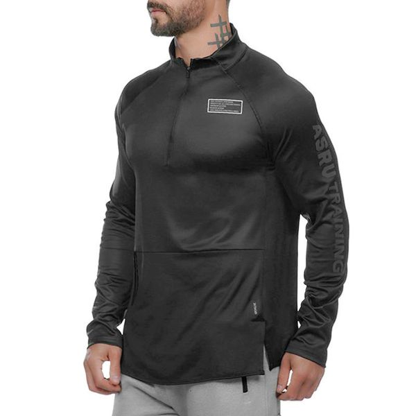 

asrv running jacket men sports coat fitness long sleeve hooded tight hoodies slim av hiking sweatshirts male gym training ing, Black