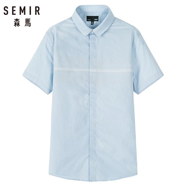 

semir 2019 brand men shirt spring business slim fit clothing male short sleeves casual shirts solid breathable plus size, White;black