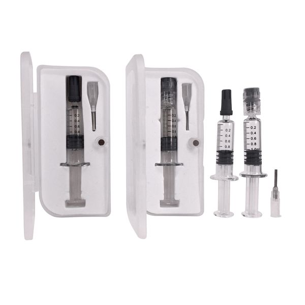 

1 мл Luer Lock Luer Head стеклянный шприц с коробкой упаковка 1cc инжектор с градуировкой для воскового испарителя концентрат масляные картриджи