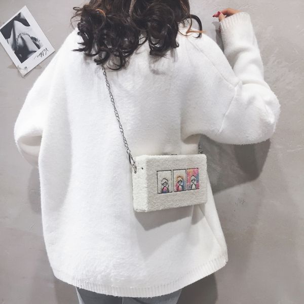 

box small bag women's bag new 2019 plush casual small square personality shoulder messenger tide