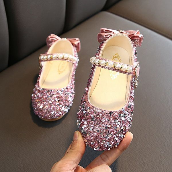 

kids girls sandals cute crystal bowknot pearl princess shoes dance single casual shoe princess wedding party shoes sandals girl, Black;red