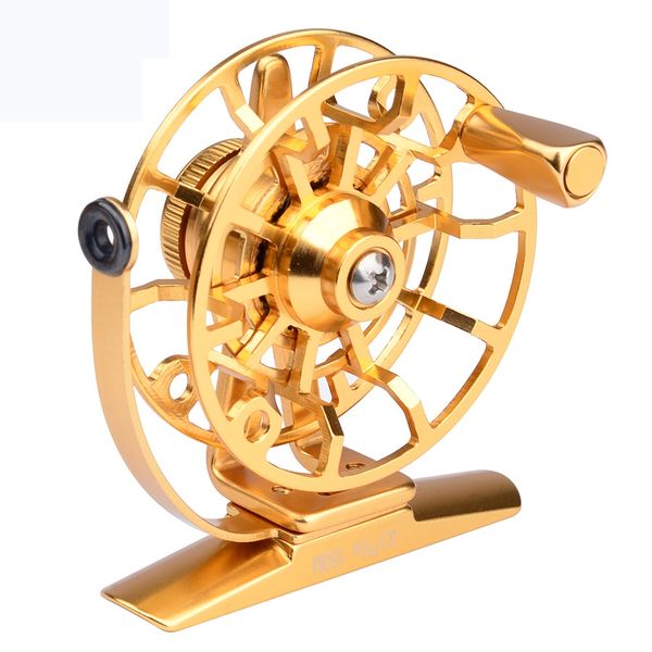 

fly fishing reel glod/silver fly bait reel metal raft fishing wheel diameter 55mm