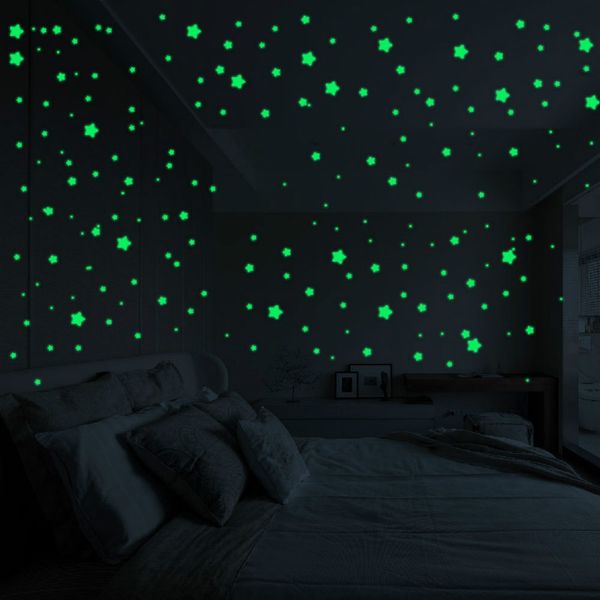Fluorescent Glow In The Dark Stars Wall Stickers For Kids Rooms Decoration Livingroom Baby Bedroom Ceiling Home Decor Glass Christmas Decorations