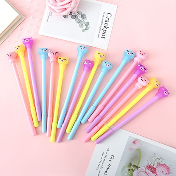 

32 pcs/lot kawaii pig gel pen cute 0.5 mm black ink signature pens stationery school office writing supplies promotional gift