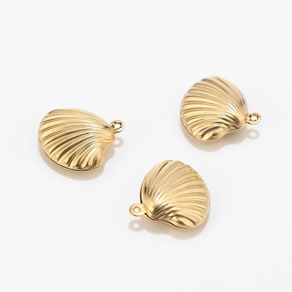 

20pcs/lot gold/silver tone stainless steel sea shell bead dangle charm pendant 19mm, Bronze;silver