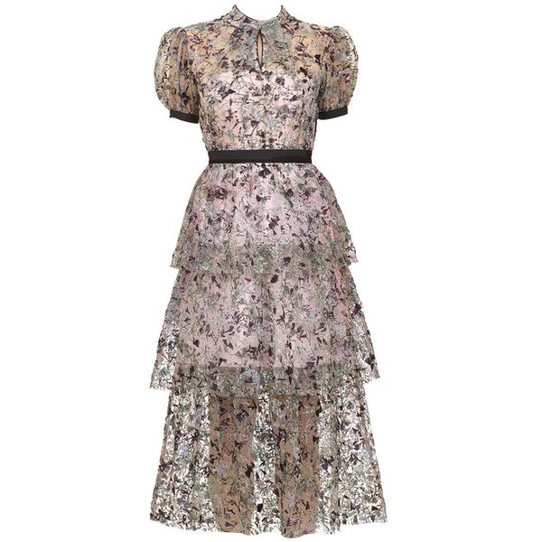 

к 2020 году новые приехать нерегулярные воротник короткий рукав длинный торт платье, Black;gray