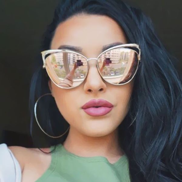 

new fashion cat eye luxury sunglasses women brand designer twin-beam mirror men sun glasses vintage female uv400, White;black