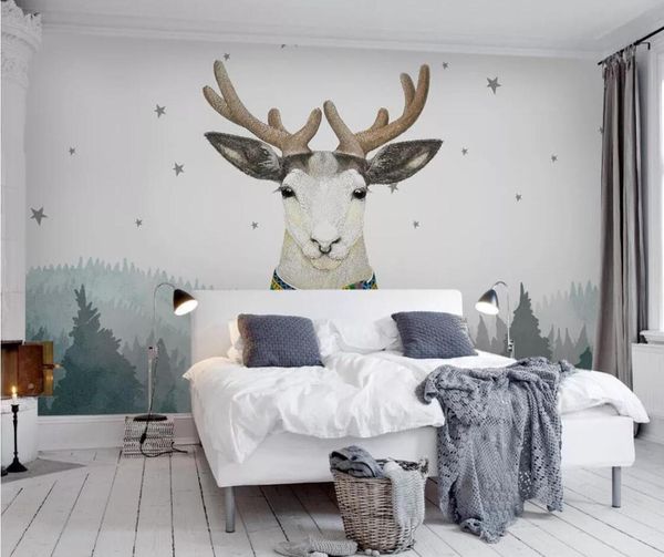 

nordic abstract forest elk deer wallpaper luxury 3d living room bedroom wallcoverings for walls murals 3d wall murals