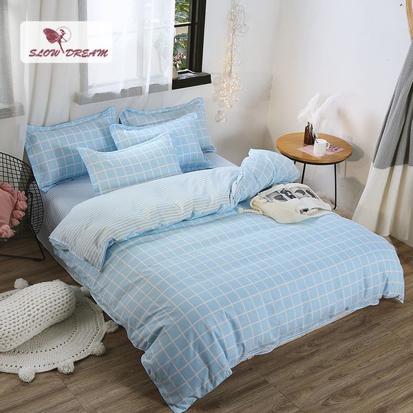

slowdream soft comforter bedding set light blue bedclothes decor home bedding bedroom duvet cover flat sheet pillowcases 3/4pcs