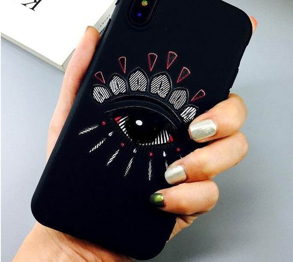 

YunRT Personality Black Candy Soft Case For Coque iPhone 6 6s 7 8 Plus X Cases Artistic Style Eye&Tiger Pattern TPU Soft Cover Capa