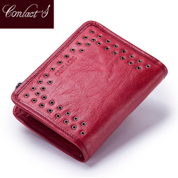

как связаться новый натуральная кожа кошелек для женщин vintage brand малый короткие дамы кошелек на молнии карман монет организатор портмон, Red;black