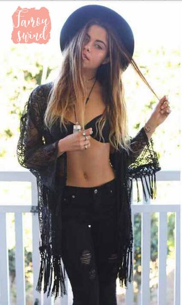 

лето блуза новых женщины твердых кимоно lace кардиган кисточка бич cover up cape tops падение доставка хорошего качество, White