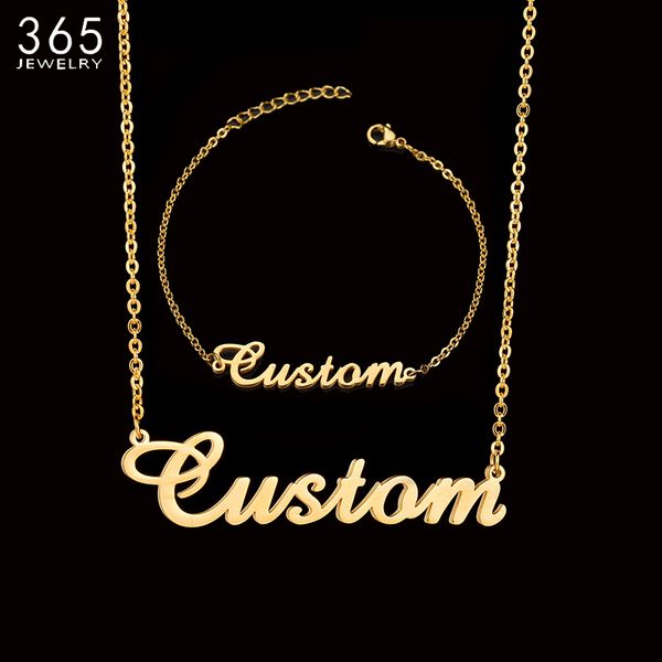 

fashion stainless steel personalized custom name neckalce for women men handmade customized cursive font chain jewelry, Silver