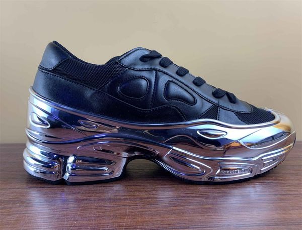 

fashion mens designer shoes thick bottom raf light weight ozweego women casual simons sneakers, Black