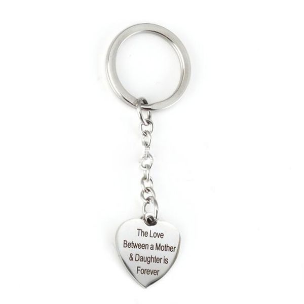 Personalisiertes silbernes Herz Keychain Mutter-Geburtstags-Tagesgeschenke die Liebe zwischen einer Mutter und einer Tochter ist für immer