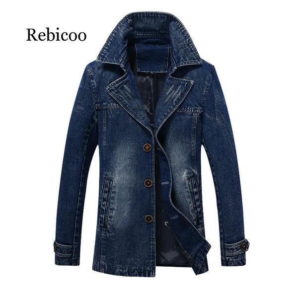 

2019 retro denim jacket men's spring and autumn lapel collar jacket men's classic denim, Black;brown
