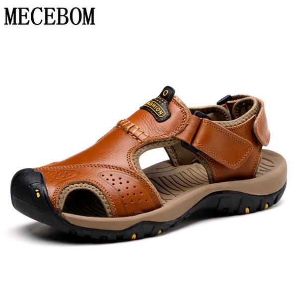 

men summer sandals big size 46 genuine leather men beach roman sandals brand men casual shoes flip flops beach sandal t200420, Black