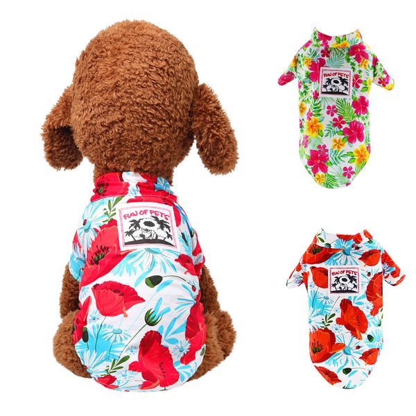 

pet dogs summer hawaiian flower shirt casual breathable thin section clothes