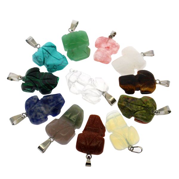 

natural gemstone crystal semi-precious stone frog shape12 mixed color agate pendant necklaces, Black