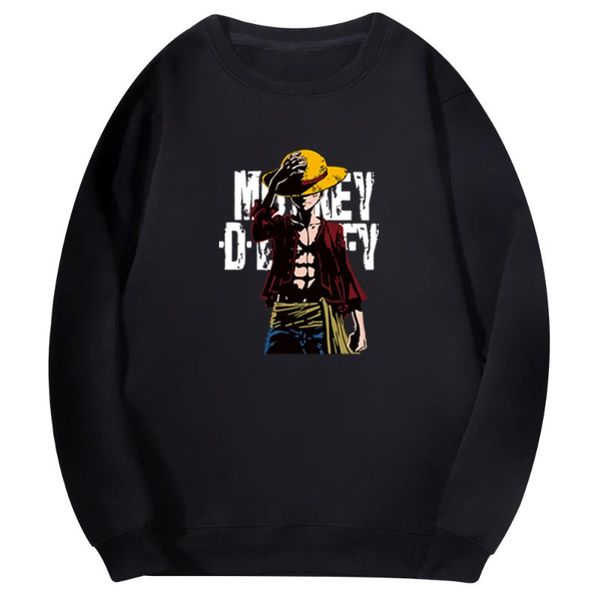 

sweatshirt man japanese harajuku streetwear fleece fashion funny mens hoodie one piece anime hoodie men clothes d luffy straw, Black