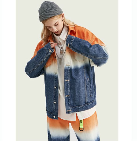 

mens and womens luxury jackets boys street personality gradient jacket mens designer denim jacket 2019 autumn2020 for wholesale, Black;brown