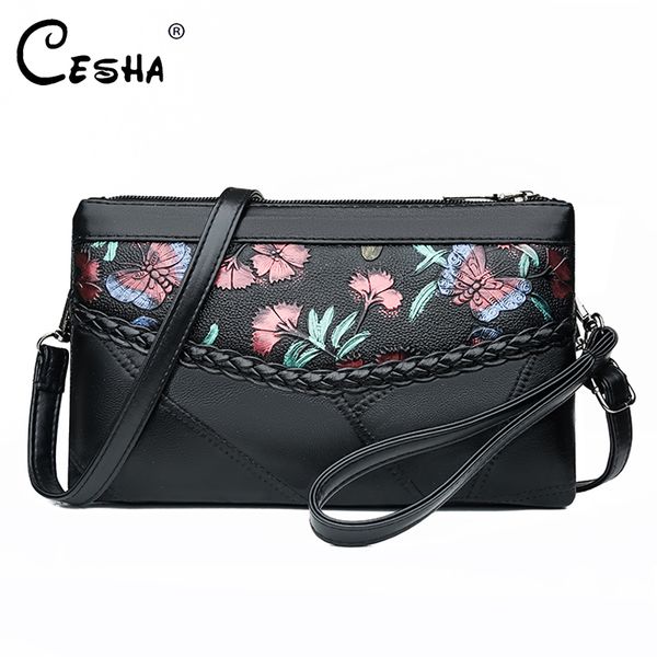 

fashion genuine leather small handbag fashion flore paint day clutches real leather shoulder bag lovely phone bag