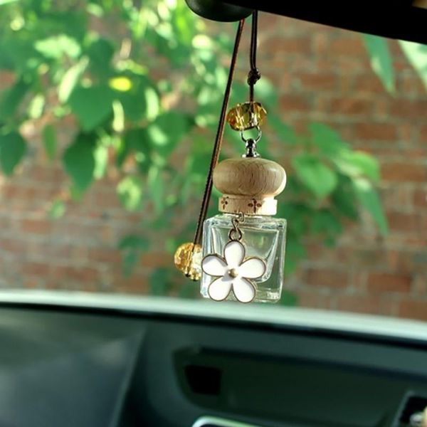 

car perfume pendant 6ml empty bottle flower decoration hanging ornament for rearview mirror fragrance scent smell air freshener