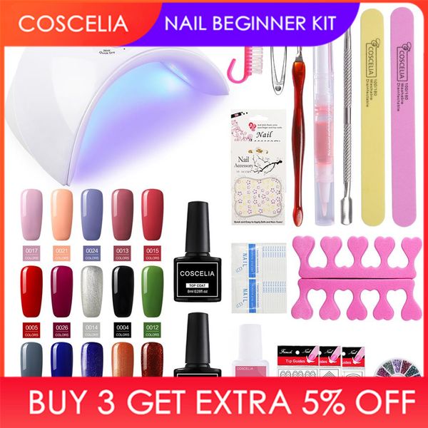 

coscelia nail lamp dryer set nail gel polish with professional tools manicure tools kit 15pcs colors polish