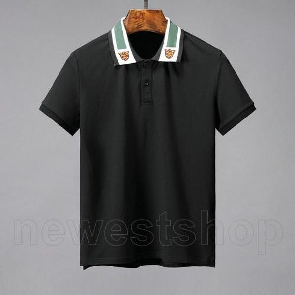 

spring summer designer clothing for mens polo classic style patchwork color embroidery tiger letter t-shirt casual turn-down collar tee shir, White;black