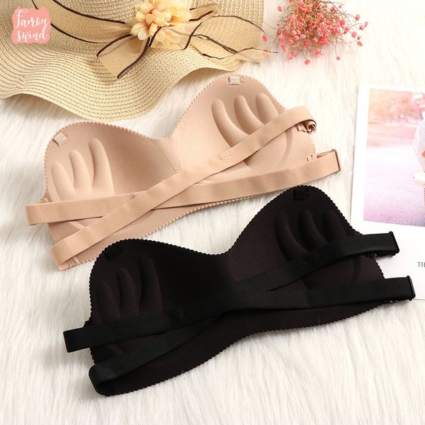 

women bra silicone wire solid push up seamless wire strapless bras breathable lingerie wedding invisible bras, Red;black