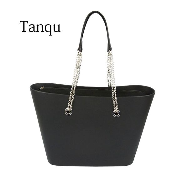 

2019 new tanqu big eva bag with inner pocket colorful long silver chain handles obag style waterproof women bag shoulder