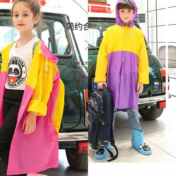 

2020 children's eva medium and long bright color book bag raincoat hiking outdoor schoolbag raincoat 5-12 years old, Red;brown