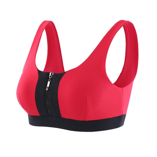 

new women sports bra padded yoga bra wiresport bra zipper push up sport bh vest quick-drying woman yoga for fitness--xy19, White;red