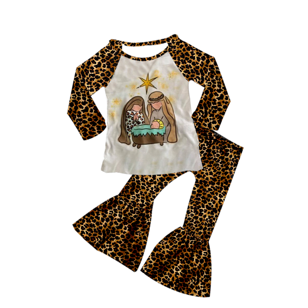 

новорожденные одежда cute моды девочки одежда 2pcs комплект с длинным рукавом cheetah рубашка + pantsinfant девушка малышей комплекты набор, White