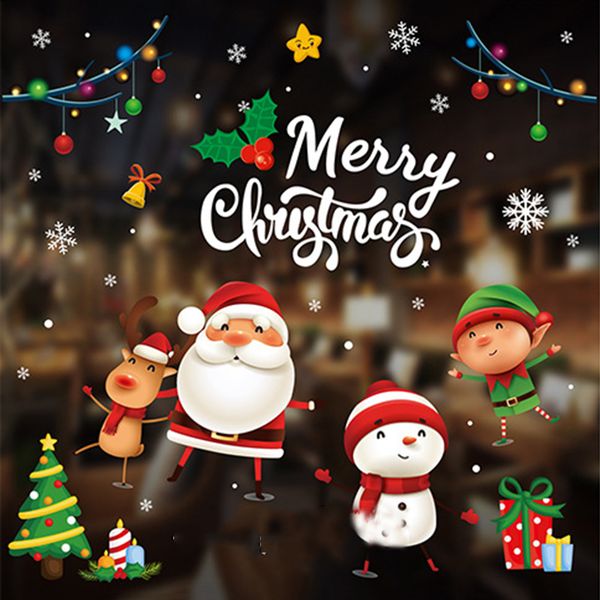 

new year window glass removable wall sticker pvc christmas diy snow man sticker home decal christmas decoration for home supply