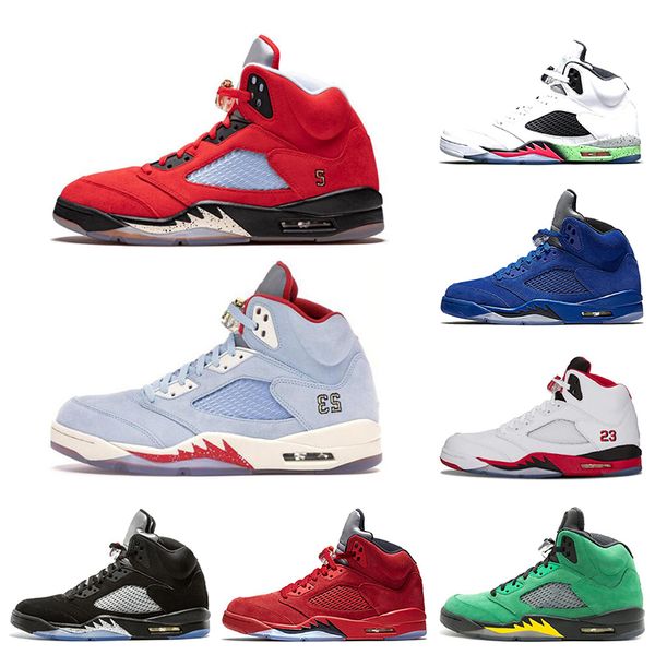 

classic trophy room ice blue 5 5s mens basketball shoes laney blue red suede fab 5 sp fire red sports sneakers 7-13