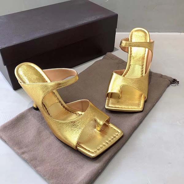 

2020new fashion designer flip flop nappa dream square toe sandal stretch sandals ladies luxury casual slippers wedding woman high heels, Black