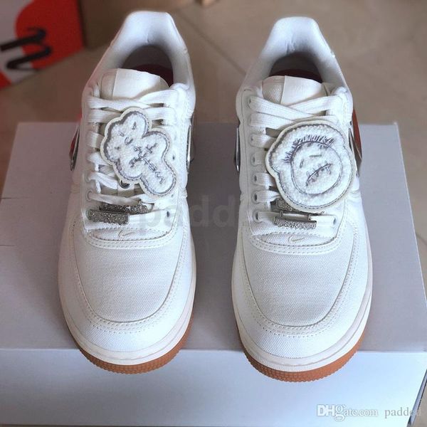 

travis scotts forced air men designer shoes forces 3m white sneakers trainers 1 dunk canvas sports skate shoes size 36-45, White;red