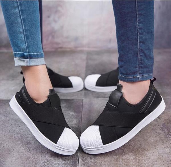 

factory price summer y3 men women shell toe black white low breathable shoes superstar slip on crossed strap casual shoes